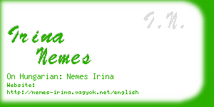 irina nemes business card